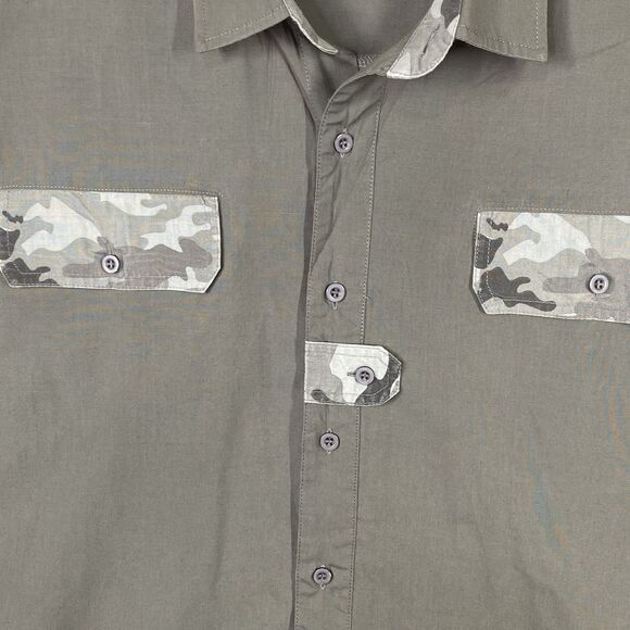 RPR Repair Design Under Construction Mens Sz XXL Grey Camo Button Down Pockets - Picture 3 of 13
